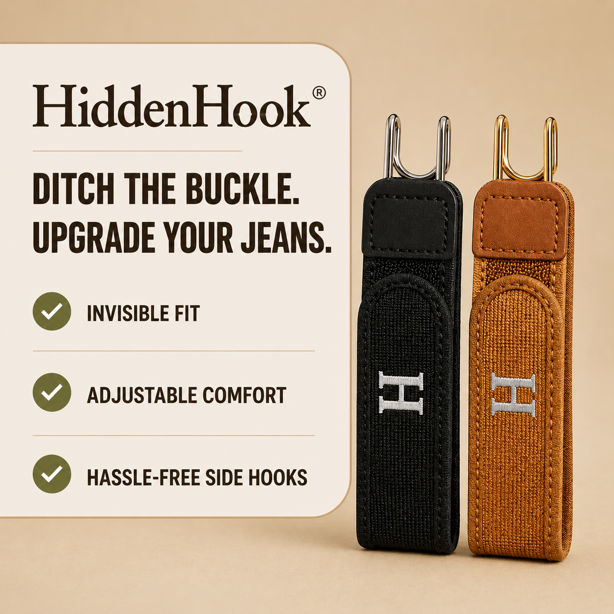 HiddenHook™ Buckle-Free Belt
